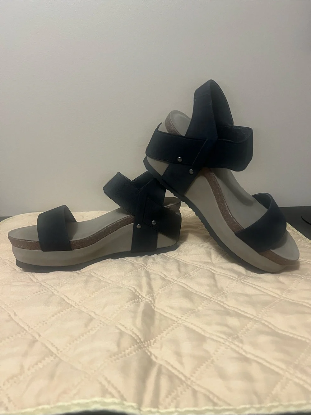 Crown Vintage Black Platform Slingback Sandals